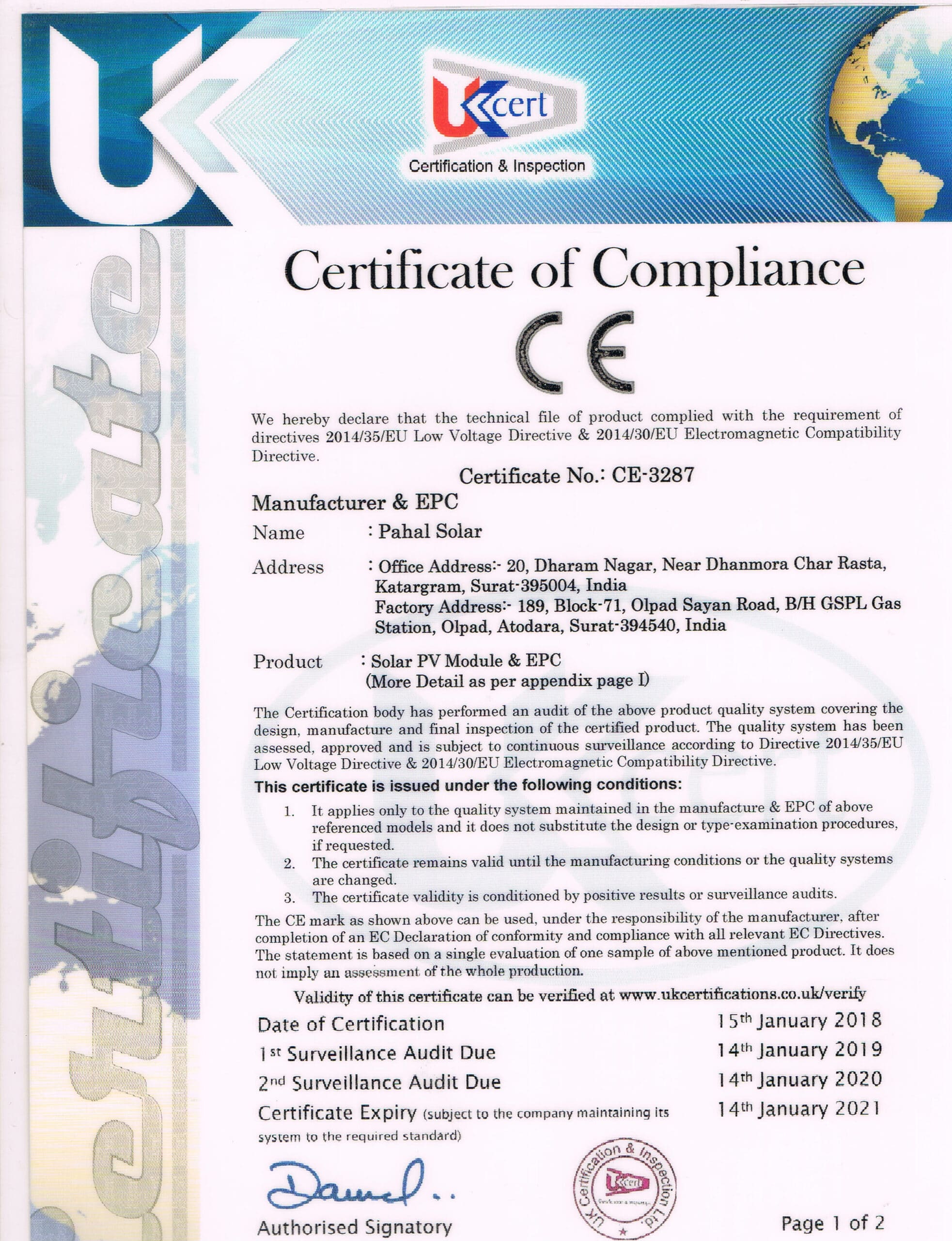 Certificate of Compliance