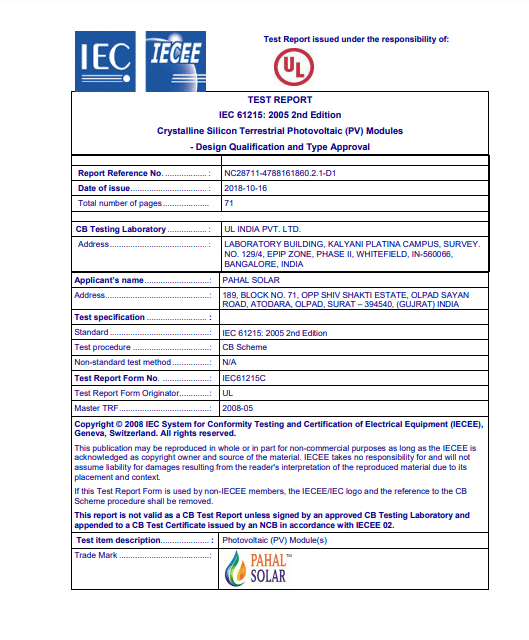 IEC Certificate